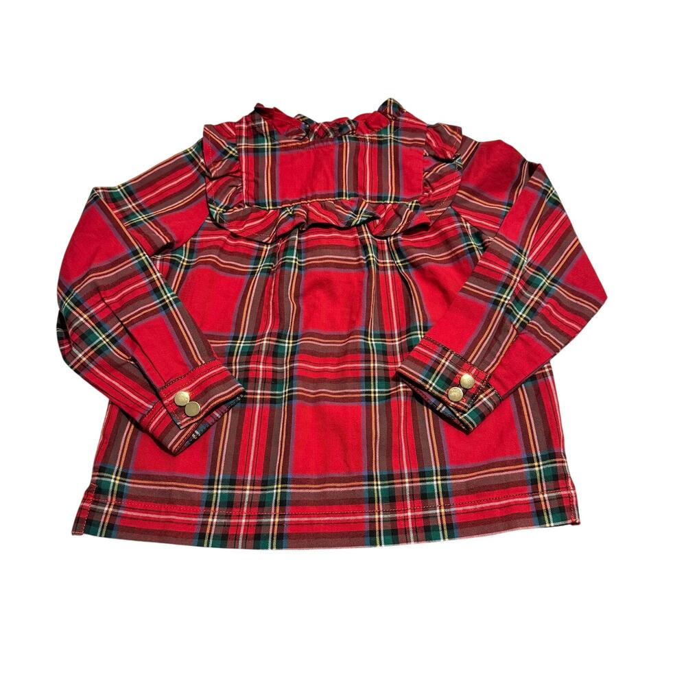 Hope and Henry Girl Size 3 Toddler Red Plaid Christmas Blouse Organic Cotton